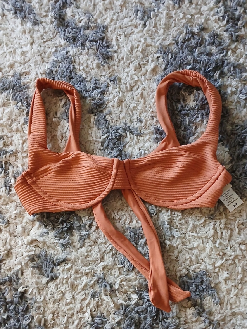 Ribbed Orange Bikini Top